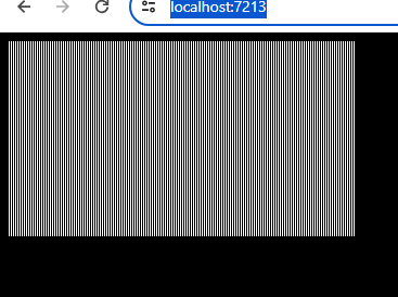 A screenshot of the browser showing a page with a black background containing a canvas showing white vertical stripes