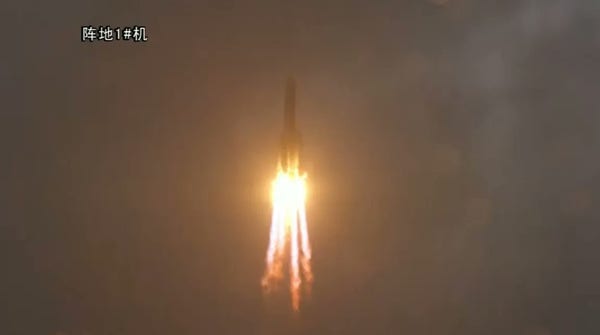 Launch of the Chang'e-6 mission on a Long March 5 rocket, May 5, 2024. Credit: Framegrab/Youtube/CCTV+