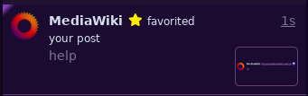 mediawiki favourited my post screenshotting their post where they posted ":3"