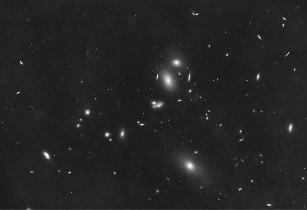 Markarian's Chain (stars removed), an area of the sky that's filled with hundreds of galaxies