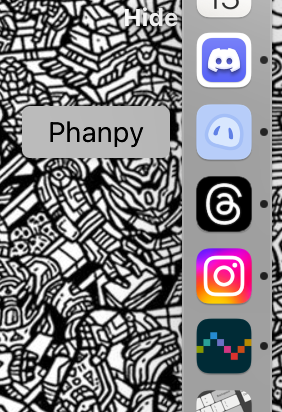 A screenshot of a portion of my dock on macOS, showing the following five web apps: Discord, Phanpy, Threads, Instagram, and Tildes.