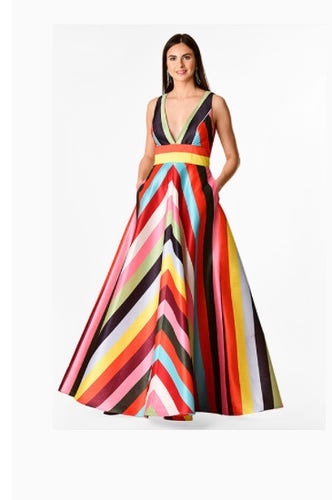 Colorful striped floral length dress 