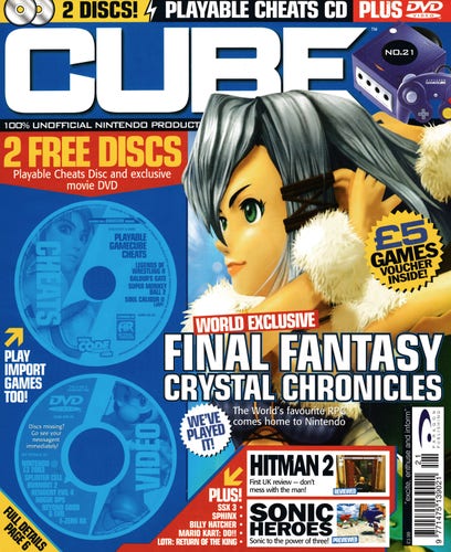 Front cover for Cube 21 - August 2003 (UK), featuring Final Fantasy Crystal Chronicles on GameCube