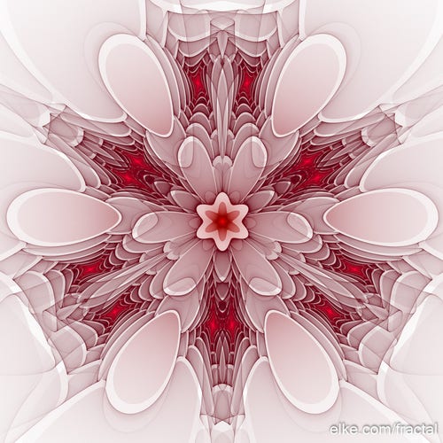 Fractal Art Mandala Style, lovely red and white tones