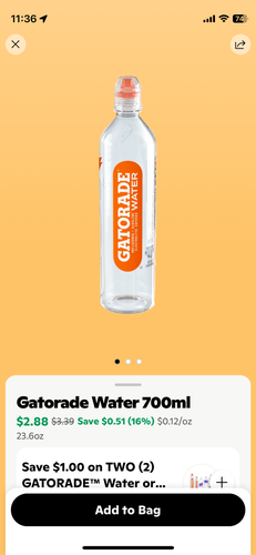 Screenshot of Gatorade water being sold now.