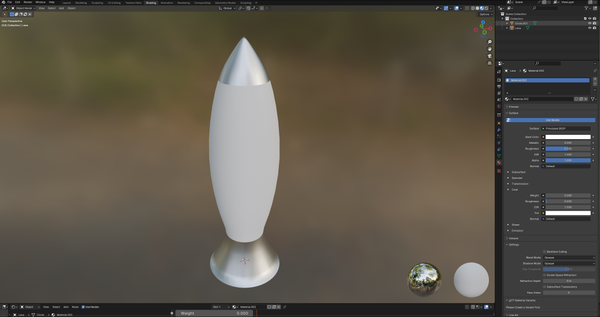 A screenshot of Blender showing a lava lamp model