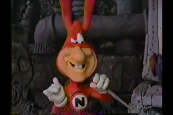 The Noid, a claymation figure in a red suit with "N" on the chest and white gloves