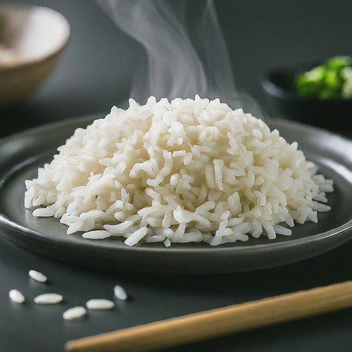 a picture of white rice on a plate