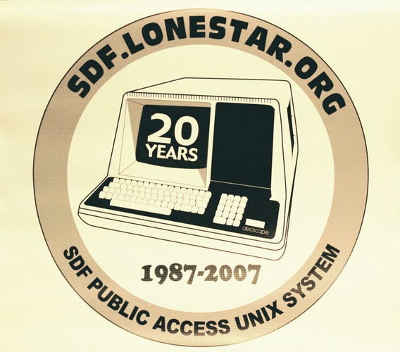 SDF 20th anniversary laptop sticker from 2007.