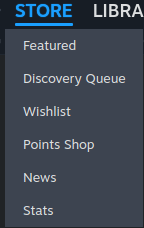 Steam's store page with mouse-over links shown.