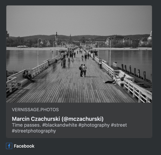 Preview of status from Facebook. Image visible at the top, then page title and status note.