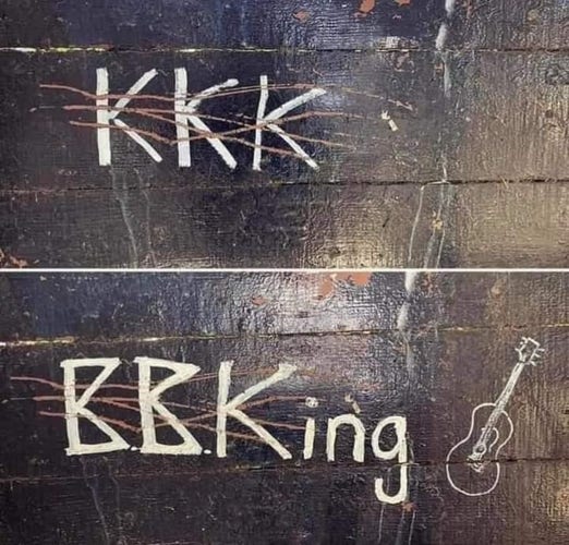 KKK graffiti altered to BB King