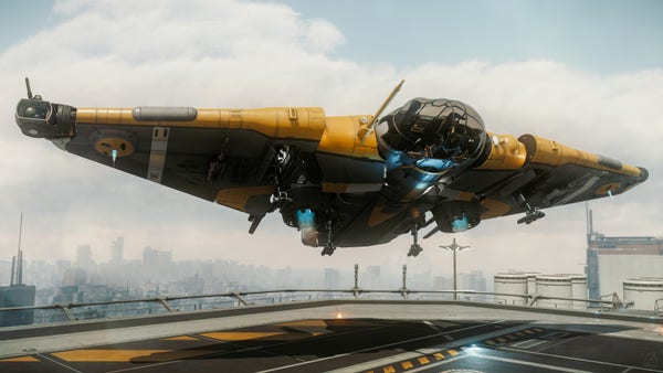 Star Citizen in-game screenshot of a MISC Reliant Mako landing on ArcCorp