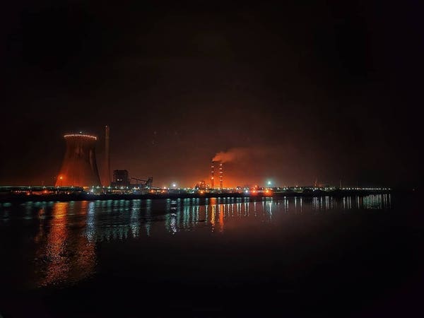 Photo of powerplant taken at night