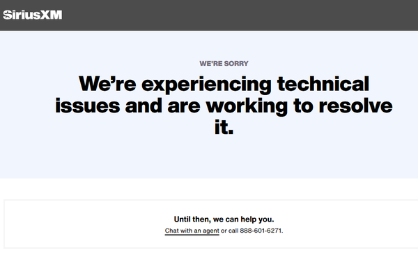 SiriusXM technical difficulties page when you try to cancel.