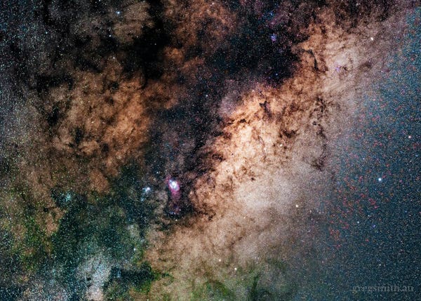 A single 90 second exposure, ~13 degree field of view of a random section of the Milky Way core.
