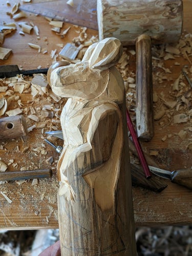 Draft of a woodcarved kobold 