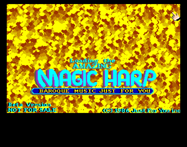 Screenshot shows the title screen of "Magic Harp."