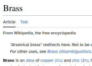 brass is an alloy of copper and zinc