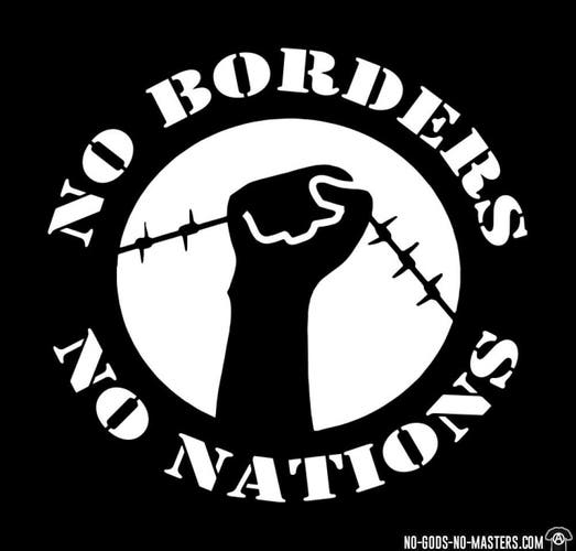T-shirt design from No Gods No Masters Coop - No borders no nations
