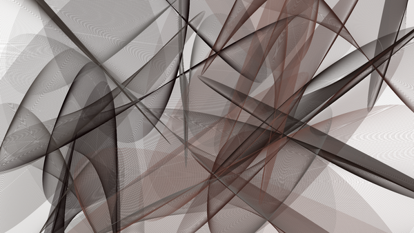 Curved and blended shapes made up of individual lines overlay each other to generate interesting patterns