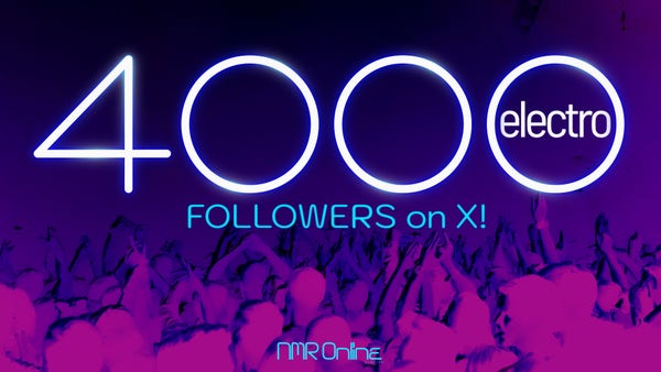 A crowded nightclub, lit in neon blue, pinks and purples. Above the crowd, 4000 is displayed as neon lights, with the ELECTRO logo appearing as the final 0. Below 4000 is the headline, FOLLOWERS on X!