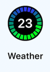 This Apple Watch complication displays the temperature in a unique way. The number 23, indicating the temperature, is prominently featured in the center with a bold font. Around it, there’s a circular gradient with blue on the top half and green on the bottom.