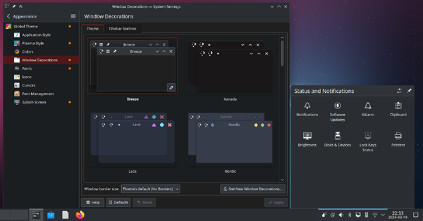 Screenshot of Plasma 6. Dark theme, all widgets visible and working. 