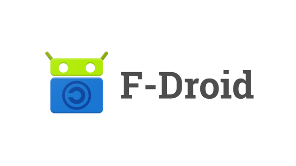 Graphic of the official F-Droid logo and title on a white background.