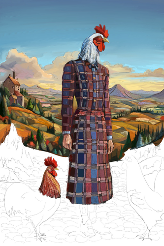 I’m almost to the foreground of the background. So many little trees and hills and minute color decisions. 