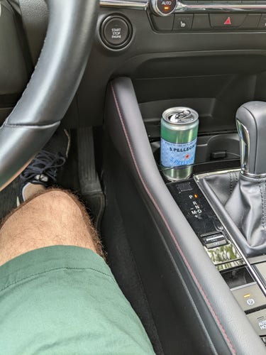 interior car green shorts and green can