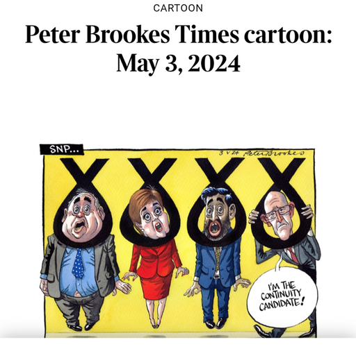 Times cartoon showing Salmond, Sturgeon, Yousaf and Swinney hanging.