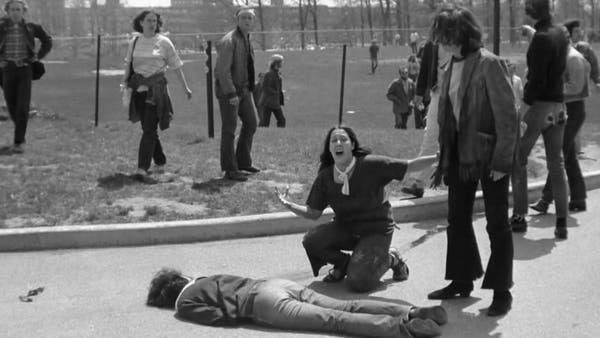 John Filo photo of one of 4 Kent State killings. Words fail to describe it.