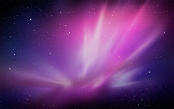 OS X “Snow Leopard” wallpaper 

Purple, pink, deep violet aurora with stars 