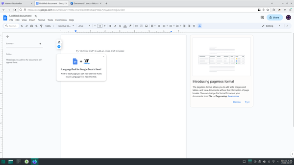 A screenshot of Google Documents which is a PWA (progressive web app) and it works on Mozilla Firefox