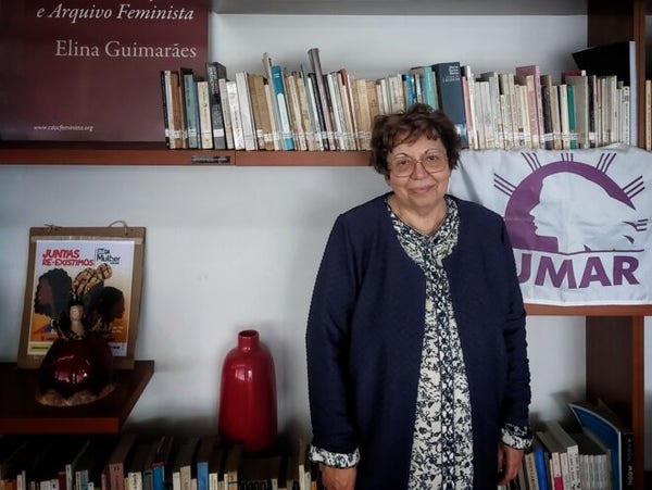 Manuela Tavares dans les locaux de l'UMAR à Lisbonne. 19 avril 2024. © Photo : MC / Mediapart