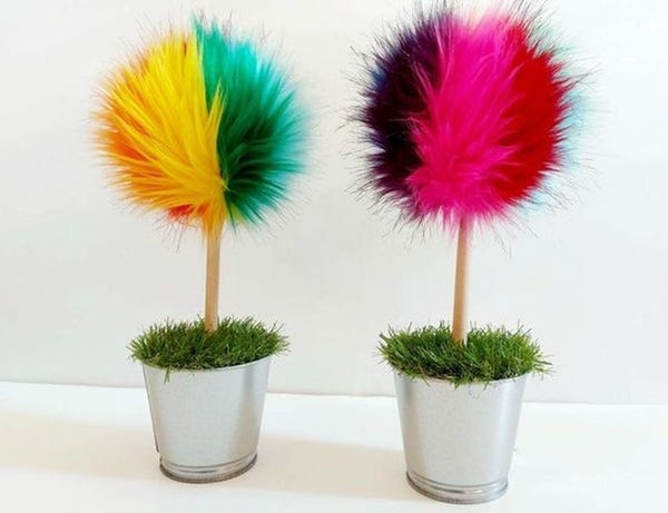Fausses topiaires multicolores, plantes de décoration en plastique