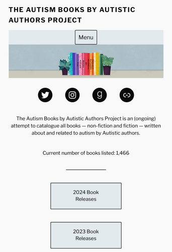 Photo of The Autism Books by Autistic Authors Project main landing page.