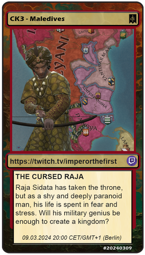 THE CURSED RAJA
Raja Sidata has taken the throne, but as a shy and deeply paranoid man, his life is spent in fear and stress. Will his military genius be enough to create a kingdom?