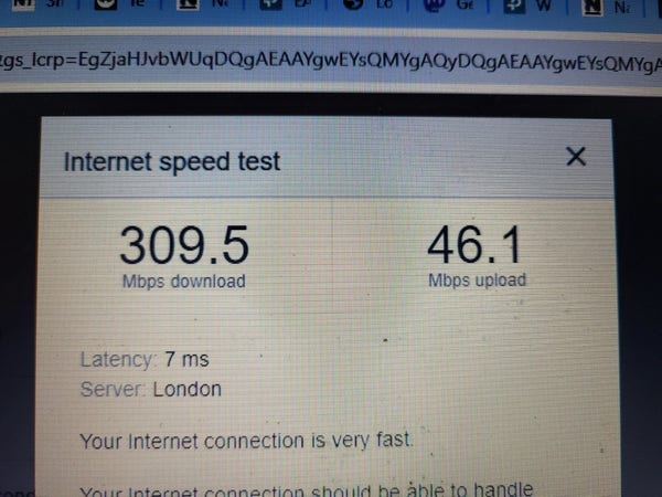 Internet speed test 300/46 mbps